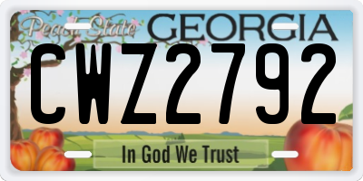 GA license plate CWZ2792