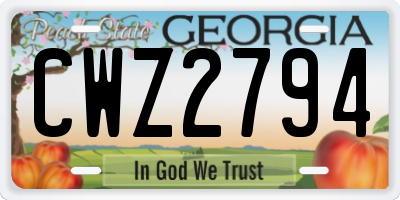 GA license plate CWZ2794