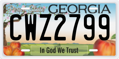 GA license plate CWZ2799