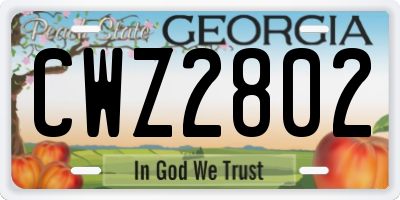 GA license plate CWZ2802