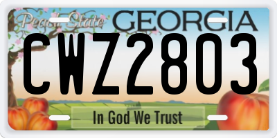 GA license plate CWZ2803