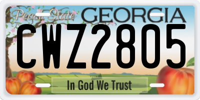GA license plate CWZ2805