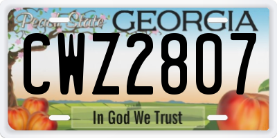 GA license plate CWZ2807