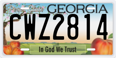 GA license plate CWZ2814