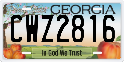 GA license plate CWZ2816
