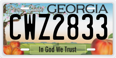 GA license plate CWZ2833