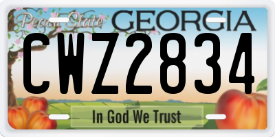 GA license plate CWZ2834