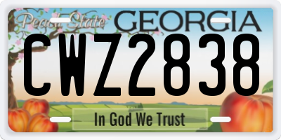 GA license plate CWZ2838