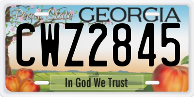 GA license plate CWZ2845