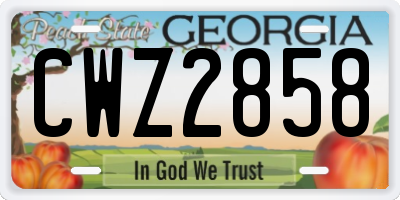 GA license plate CWZ2858