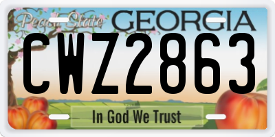 GA license plate CWZ2863