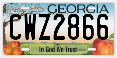 GA license plate CWZ2866