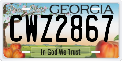 GA license plate CWZ2867