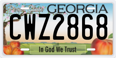 GA license plate CWZ2868