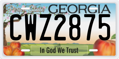 GA license plate CWZ2875