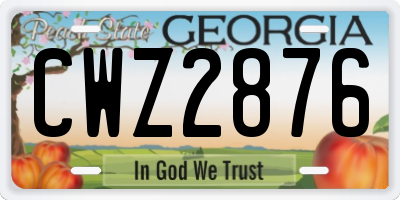 GA license plate CWZ2876
