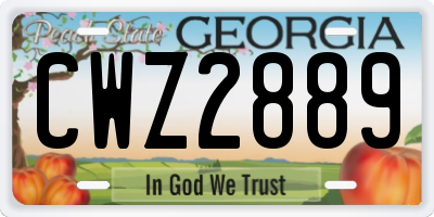 GA license plate CWZ2889