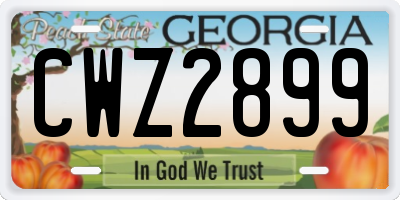 GA license plate CWZ2899