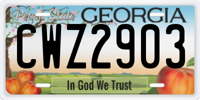 GA license plate CWZ2903