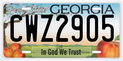 GA license plate CWZ2905