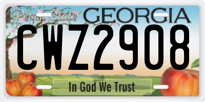 GA license plate CWZ2908