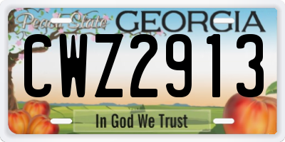 GA license plate CWZ2913