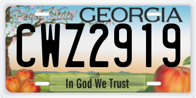 GA license plate CWZ2919