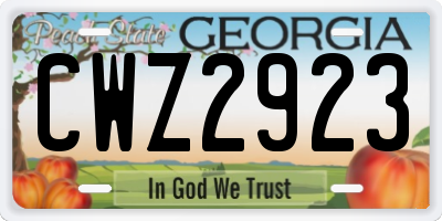 GA license plate CWZ2923