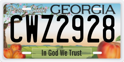 GA license plate CWZ2928