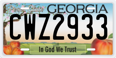 GA license plate CWZ2933
