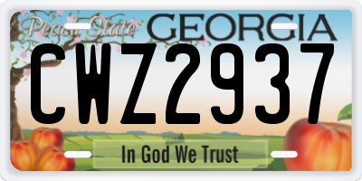 GA license plate CWZ2937