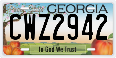 GA license plate CWZ2942