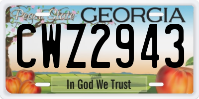 GA license plate CWZ2943