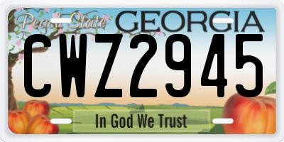 GA license plate CWZ2945