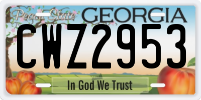 GA license plate CWZ2953