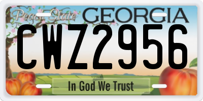 GA license plate CWZ2956