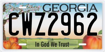 GA license plate CWZ2962