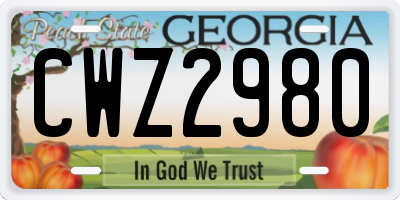 GA license plate CWZ2980