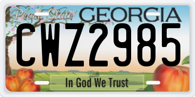 GA license plate CWZ2985