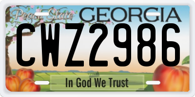 GA license plate CWZ2986