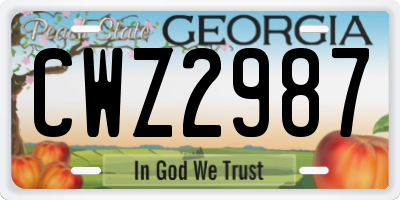 GA license plate CWZ2987