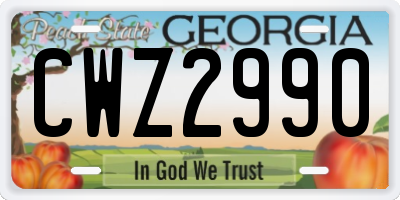 GA license plate CWZ2990