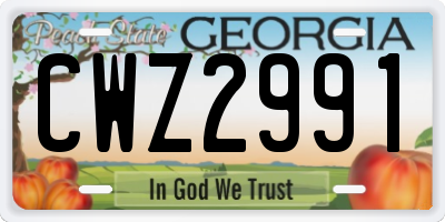 GA license plate CWZ2991