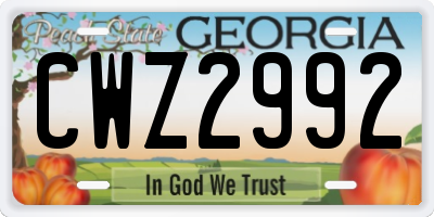 GA license plate CWZ2992