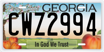 GA license plate CWZ2994