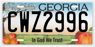 GA license plate CWZ2996