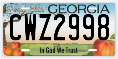 GA license plate CWZ2998