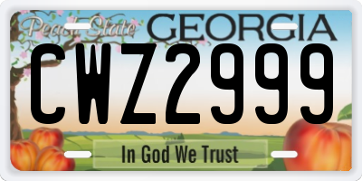 GA license plate CWZ2999