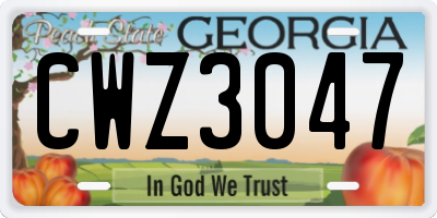 GA license plate CWZ3047