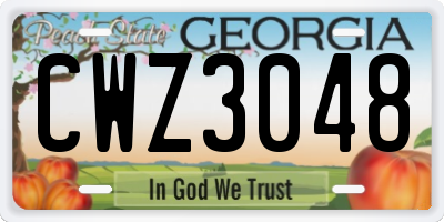 GA license plate CWZ3048